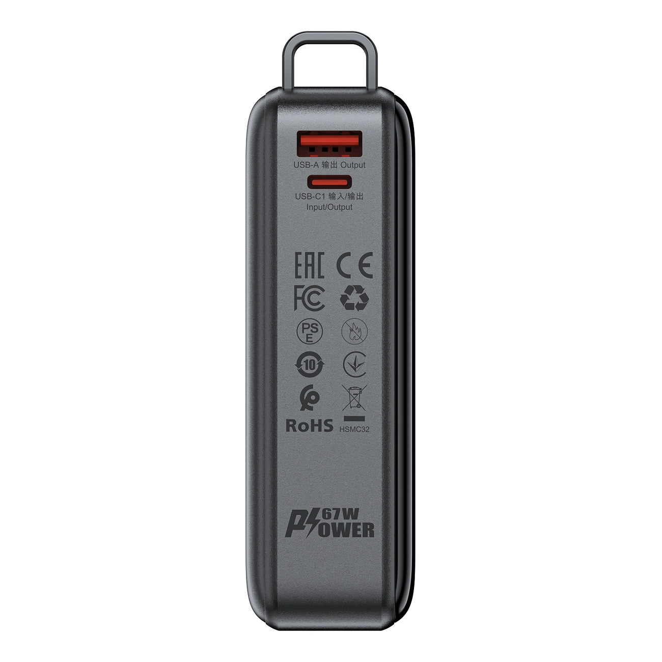 Ekstern batteri Acefast M4, 20000mAh, 67W, PD, 1 x USB-A - 2 x USB-C, Svart