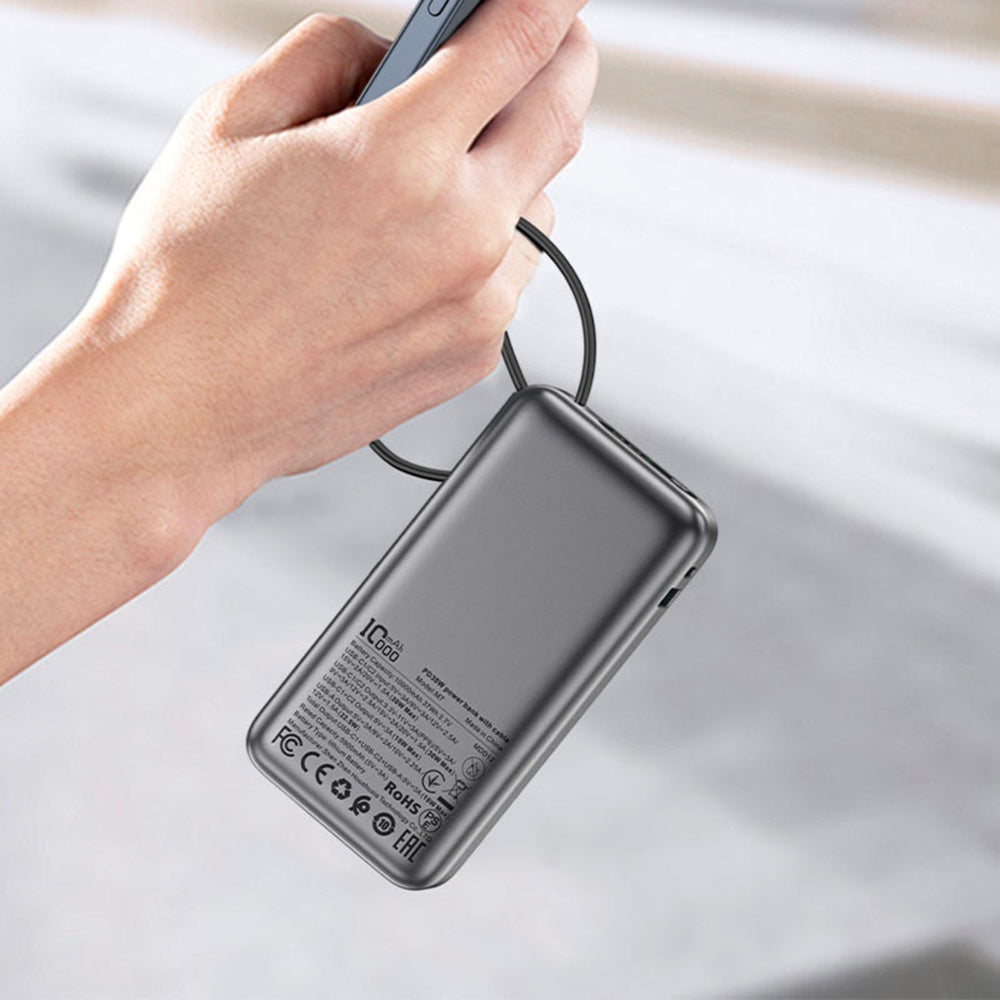 Ekstern batteri Acefast M7, 10000mAh, 30W, QC + PD, 1 x USB-A - 2 x USB-C, Svart