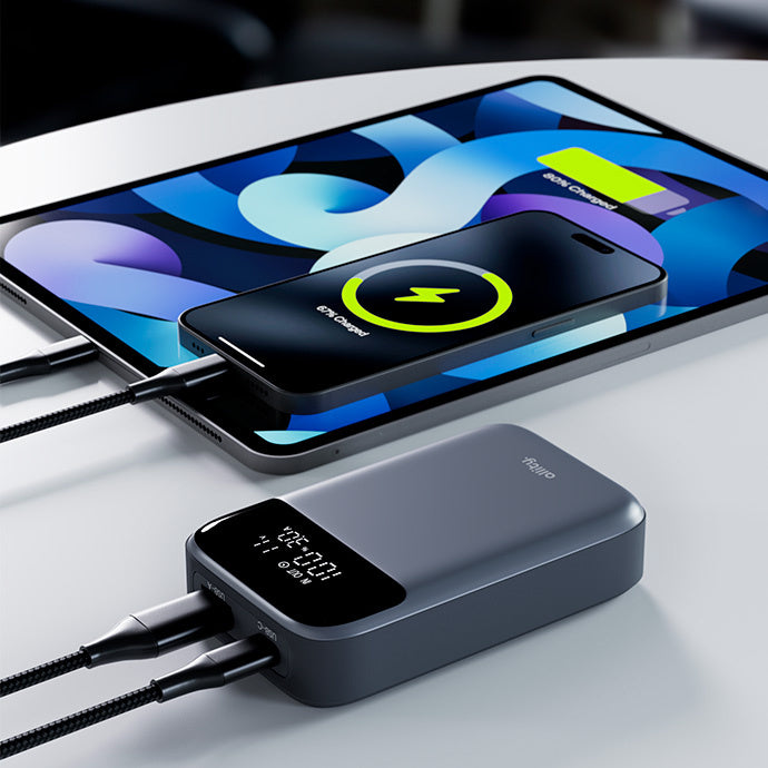 Allity Ekstern Batteri. APB-200 PocketPower, 10000mAh, 33W, QC + PD, 1 x USB-A - 1 x USB-C, Grå