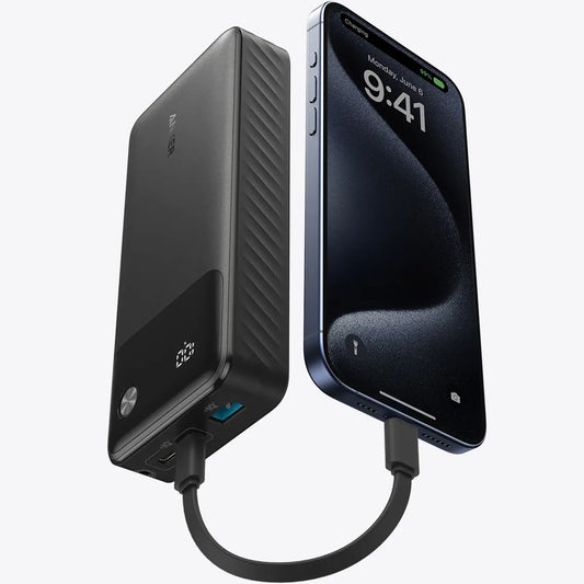 Anker Eksternt batteri, 20000 mAh, 30 W, QC + PD, 1 x USB-A - 2 x USB-C, svart A1384G11