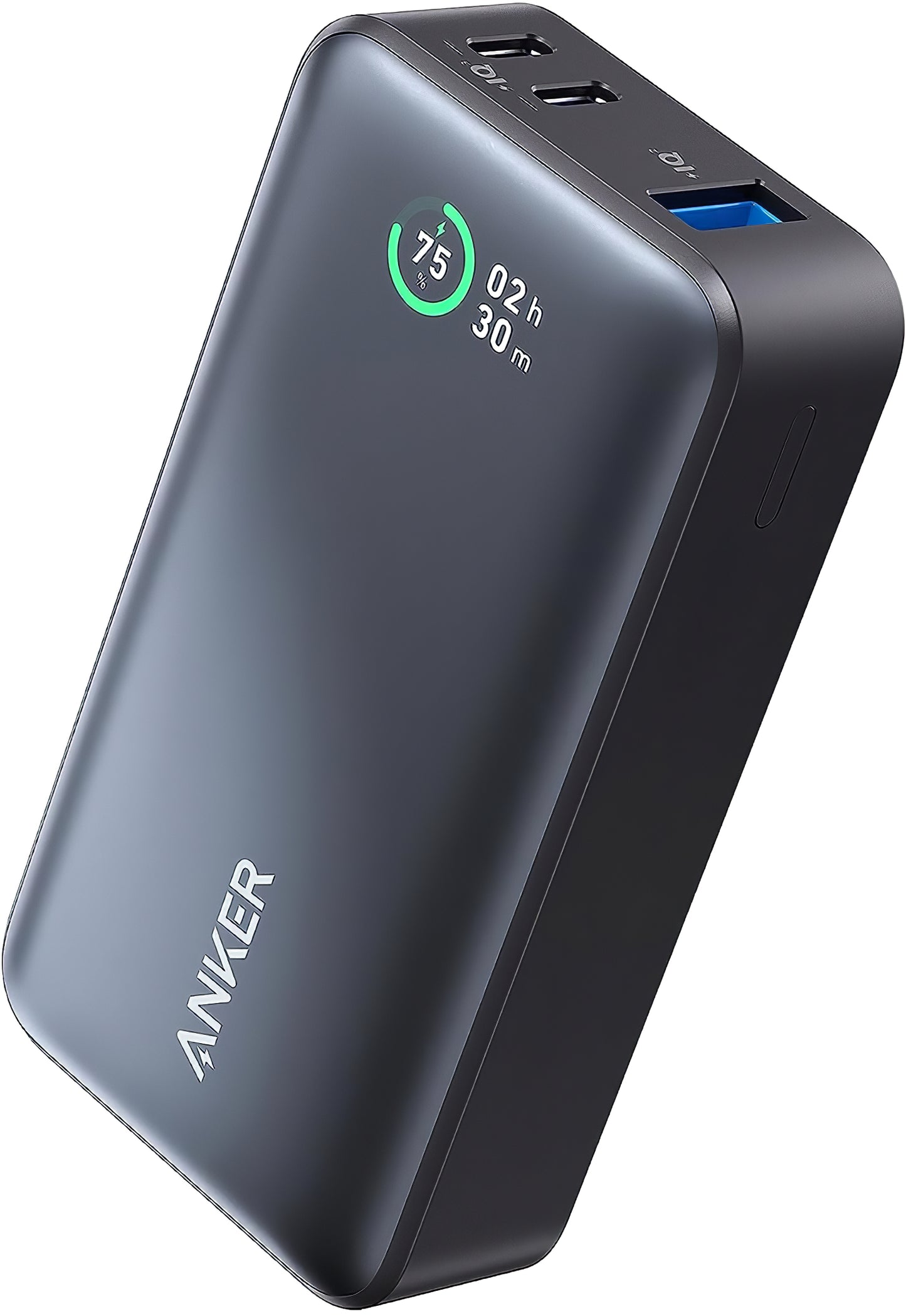 Anker 533 Eksternt batteri, 10000 mAh, 30 W, QC + PD, 1 x USB-A - 2 x USB-C, svart A1256G12