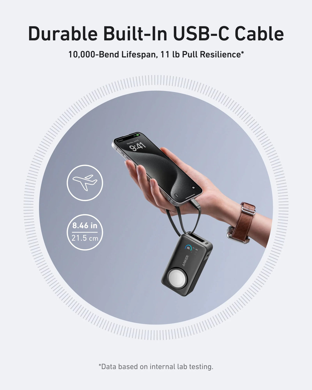 Ekstern trådløs batteri Anker MagGo, 10000mAh, 35W, PD + QI, 1 x QI - 2 x USB-C, Svart A1657011
