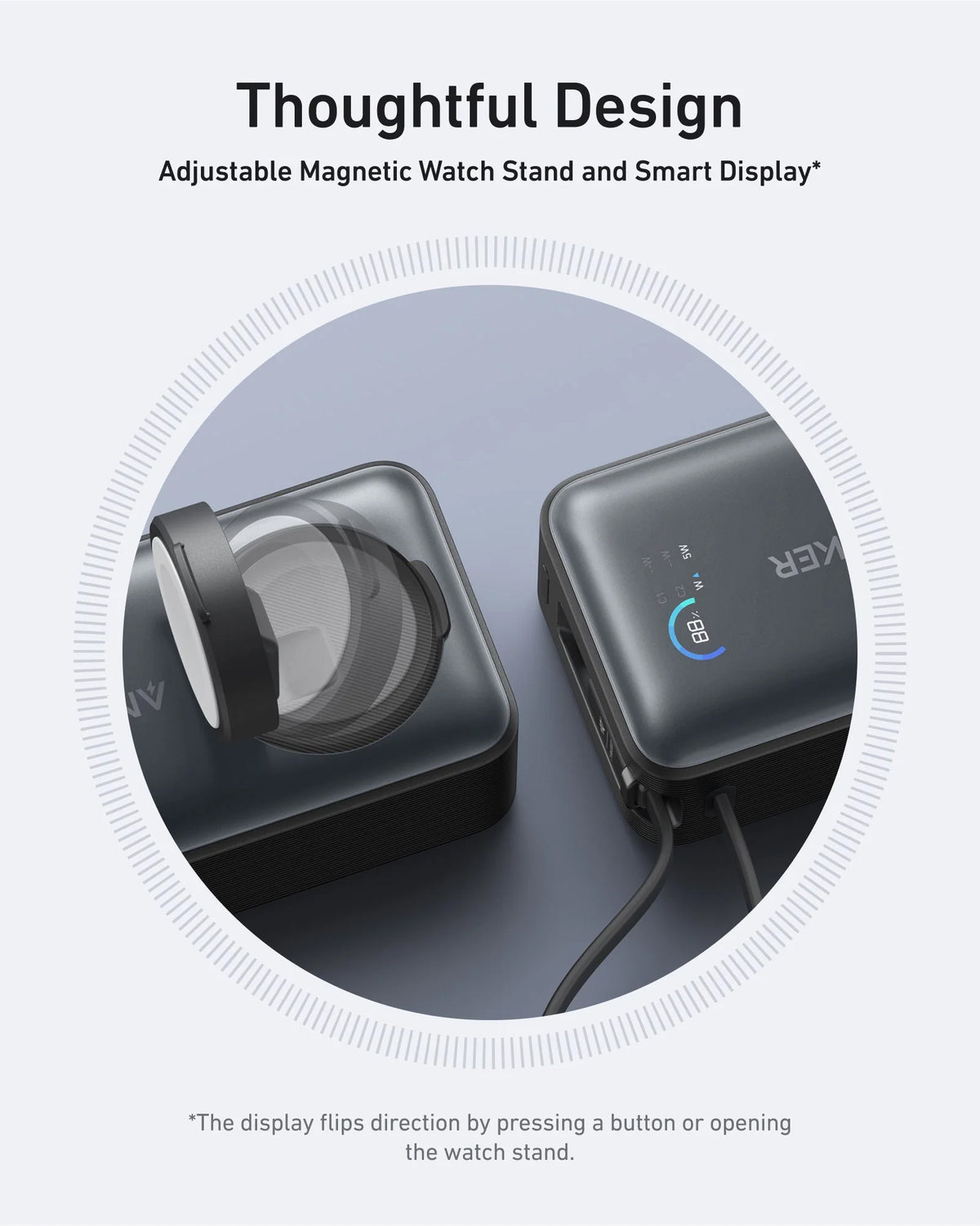 Ekstern trådløs batteri Anker MagGo, 10000mAh, 35W, PD + QI, 1 x QI - 2 x USB-C, Svart A1657011