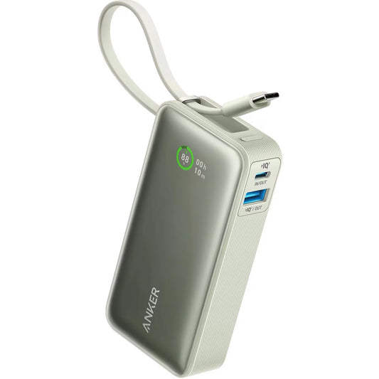 Anker Nano Eksternt batteri, 10000 mAh, 30 W, QC + PD, 1 x USB-A - 2 x USB-C, grønn A1259G61 A1259G61