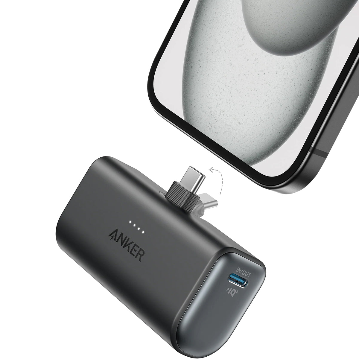 Anker Nano Ekstern Batteri, 5000mAh, 22.5W, PD, 2 x USB-C, Svart A1653H11