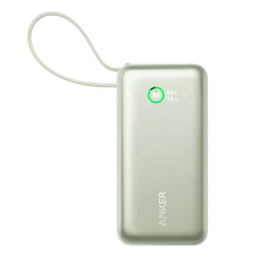 Anker Nano Eksternt batteri, 10000 mAh, 30 W, QC + PD, 1 x USB-A - 2 x USB-C, grønn A1259G61 A1259G61