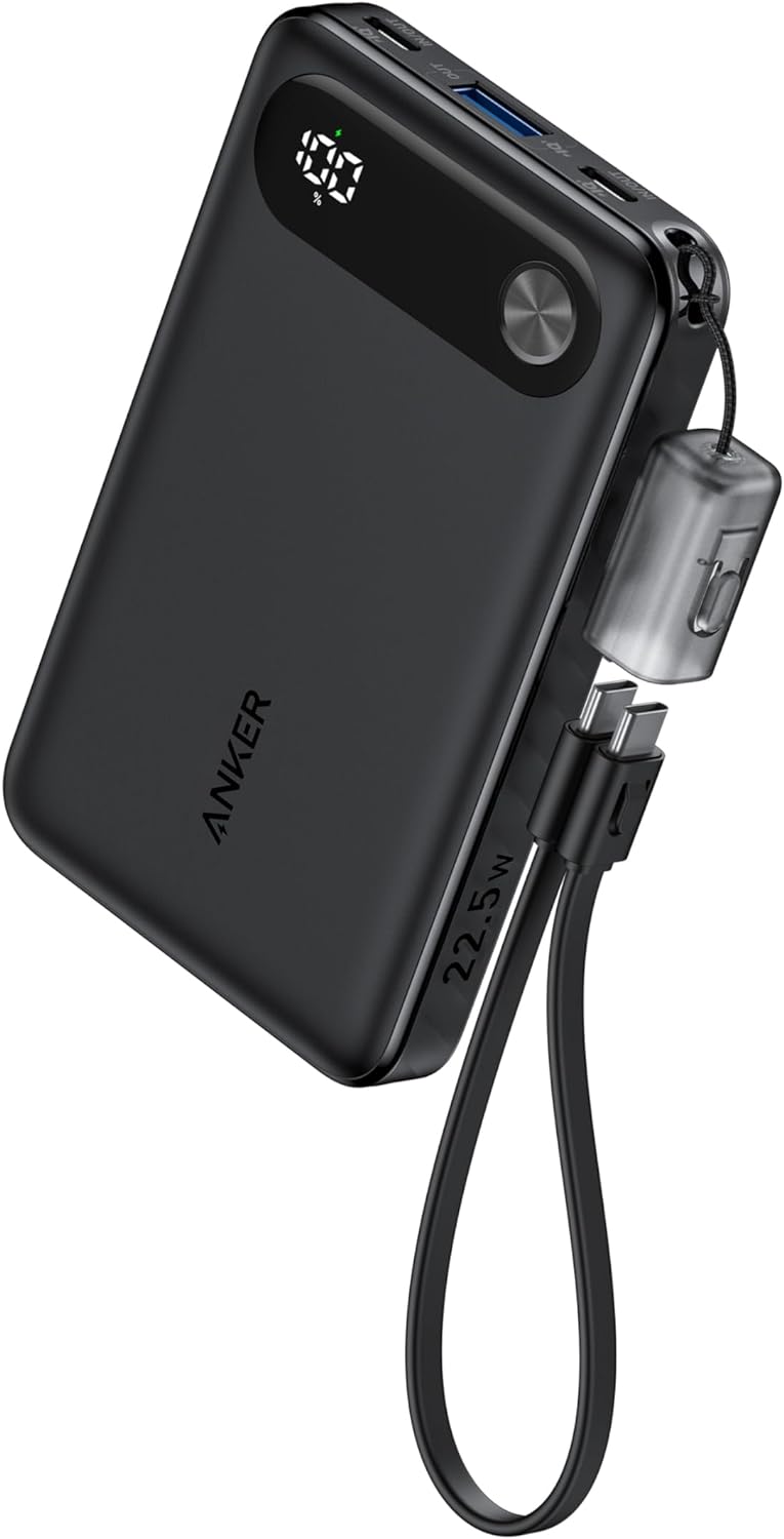Anker PowerCore eksternt batteri, 10000 mAh, 22,5 W, QC + PD, 1 x USB-A - 2 x USB-C, svart A1257G11
