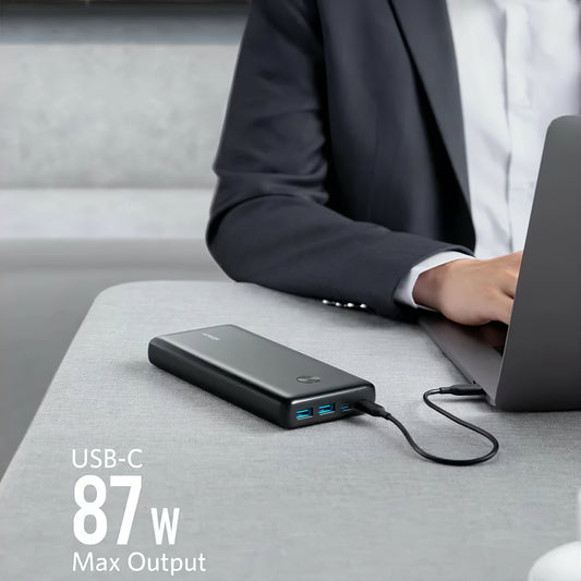 Anker PowerCore III Elite eksternt batteri, 25600 mAh, 87 W, QC + PD, 2 x USB-A - 2 x USB-C, svart A1291H11