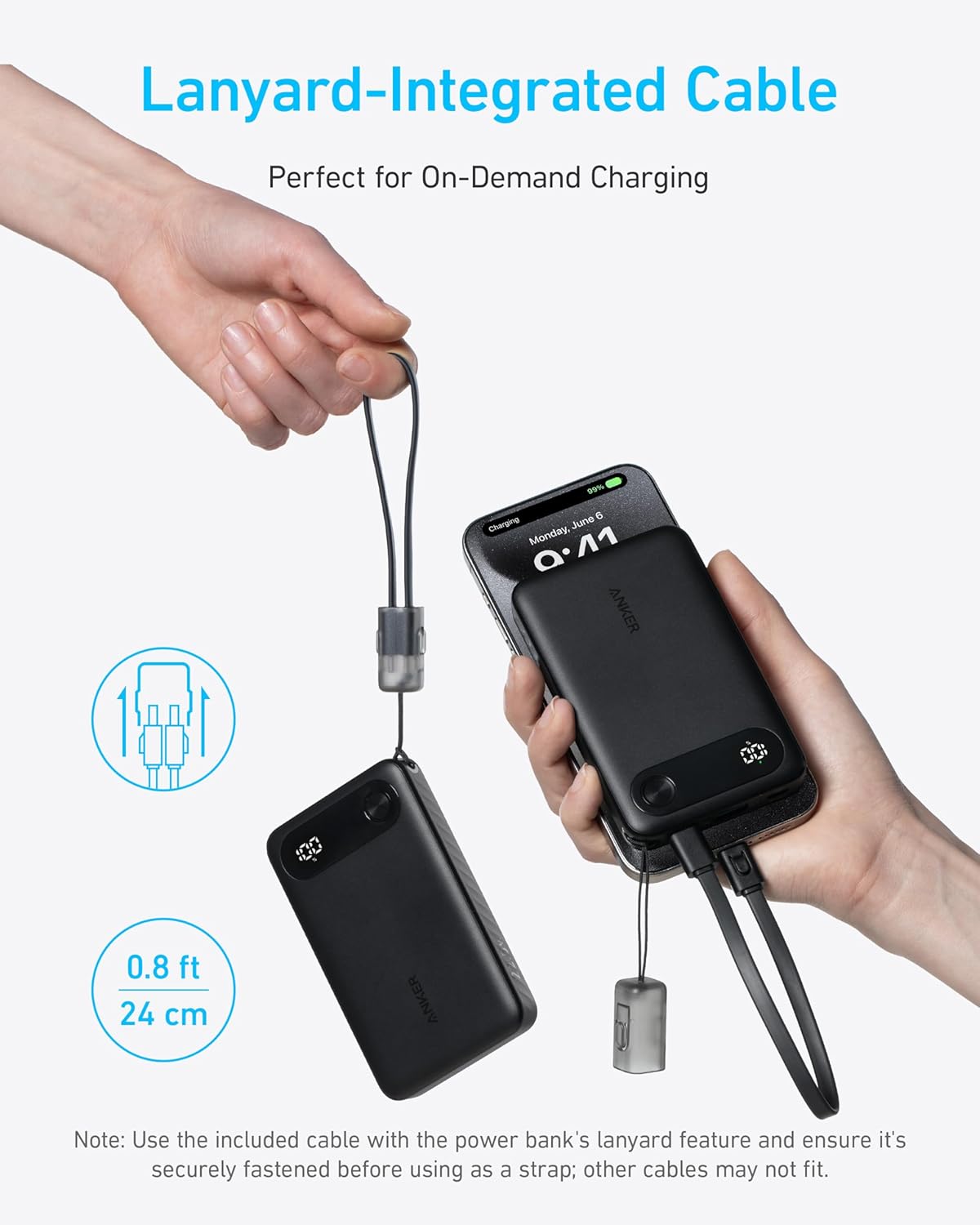 Anker PowerCore eksternt batteri, 10000 mAh, 22,5 W, QC + PD, 1 x USB-A - 2 x USB-C, svart A1257G11