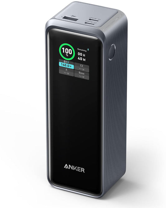 Anker Prime eksternt batteri, 27650 mAh, 250 W, QC + PD, 1 x USB-A - 2 x USB-C, svart A1340011 A1340011