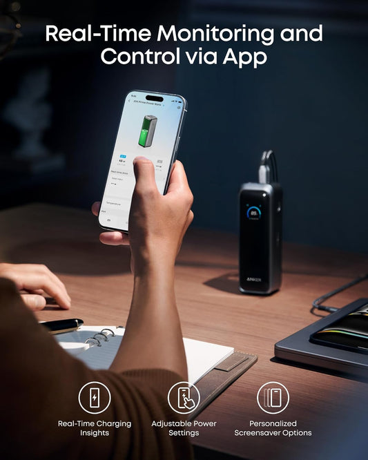 Anker Prime Ekstern Batteri, 20100mAh, 220W, QC + PD, 1 x USB-A - 2 x USB-C, Svart A110BH11