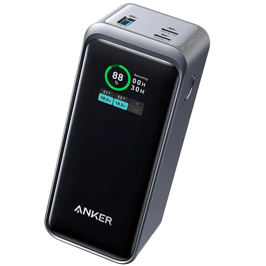 Anker Prime eksternt batteri, 20000 mAh, 200 W, QC + PD, 1 x USB-A - 2 x USB-C, svart A1336011