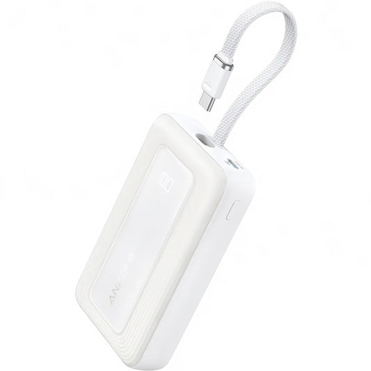 Anker Zolo eksternt batteri, 10000 mAh, 30 W, QC + PD, 1 x USB-A - 2 x USB-C, hvit A1688H21