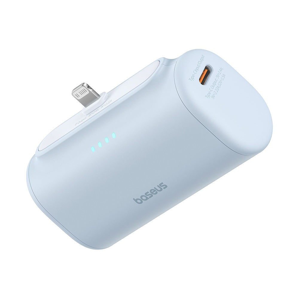 Ekstern batteri Baseus Compact, 5000mAh, 20W, PD, 1 x Lightning - 1 x USB-C, Blå P10068307313-00