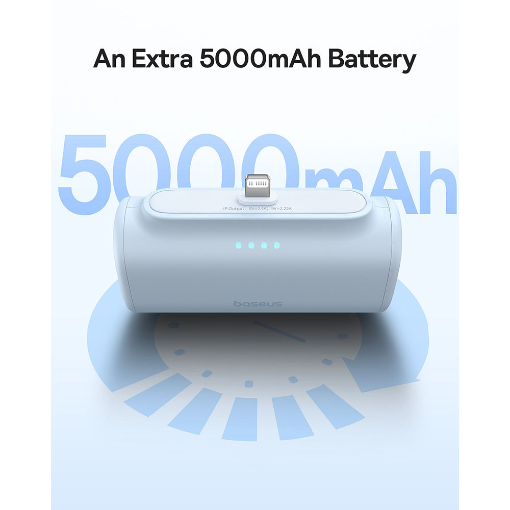 Ekstern batteri Baseus Compact, 5000mAh, 20W, PD, 1 x Lightning - 1 x USB-C, Blå P10068307313-00