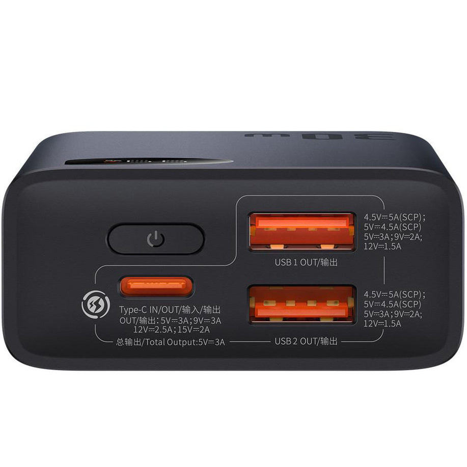 Ekstern batteri Baseus Adaman2, 10000mAh, 30W, QC + PD, 1 x USB-C - 2 x USB-A, Svart PPAD040101