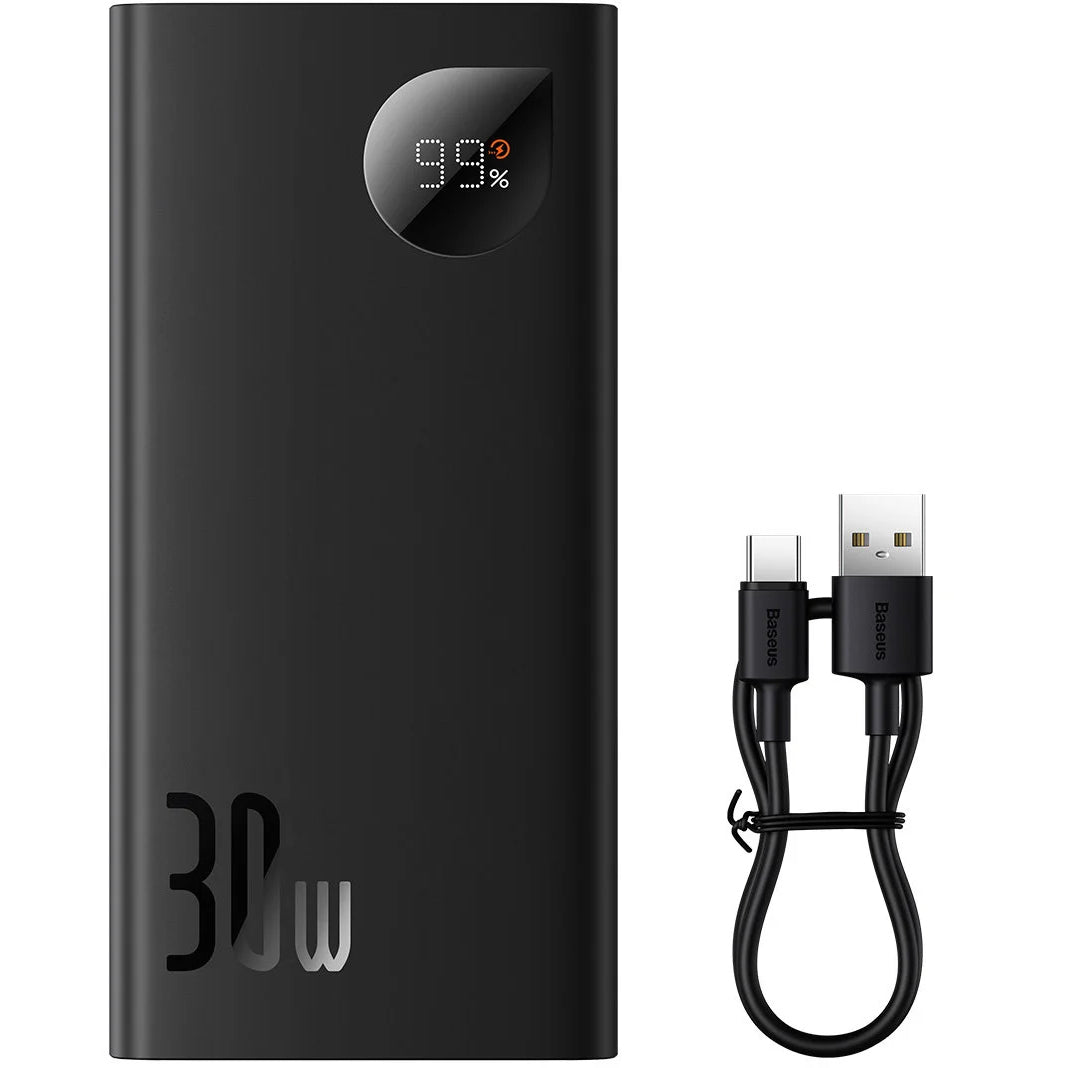 Ekstern batteri Baseus Adaman2, 10000mAh, 30W, QC + PD, 1 x USB-C - 2 x USB-A, Svart PPAD040101