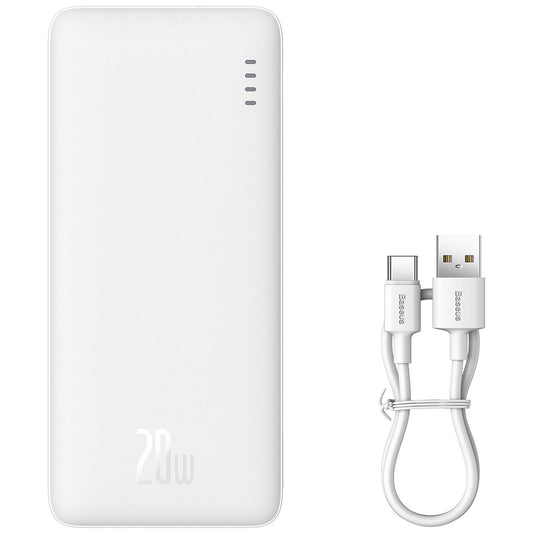 Ekstern Batteri Baseus Airpow, 10000mAh, 20W, QC + PD, 1 x USB-A - 1 x USB-C, Hvit