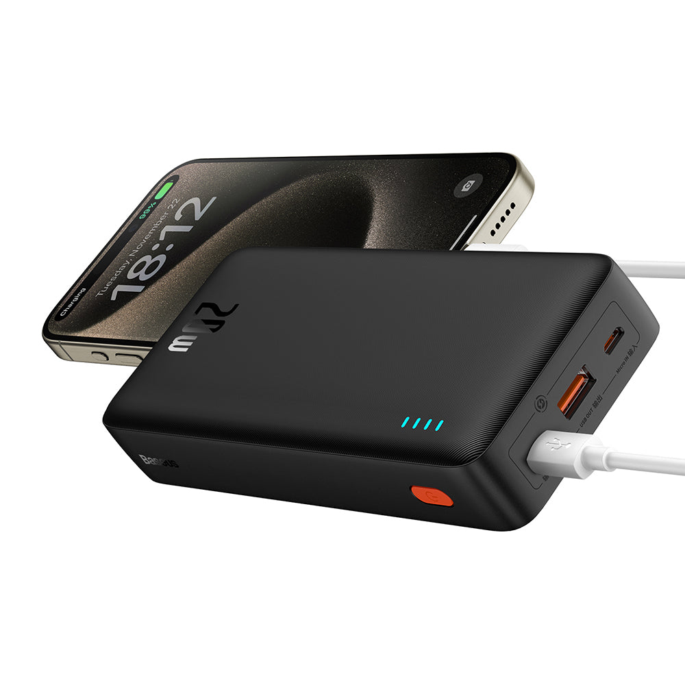 Ekstern batteri Baseus Airpow, 20000mAh, 20W, QC + PD, 1 x USB-A - 1 x USB-C, Svart P10022804113-00
