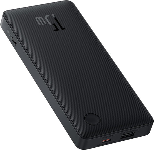 Baseus Airpow Lite eksternt batteri, 10000 mAh, 15 W, 1 x USB-A - 1 x USB-C, svart P10067500123-00