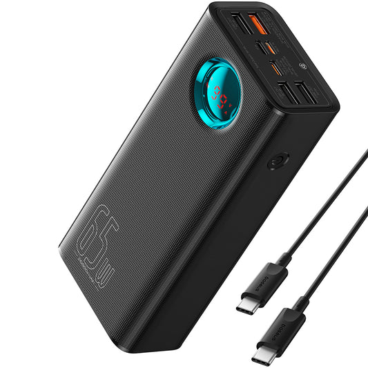 Ekstern Batteri Baseus Amblight Digital Display, 26800mAh, 65W, QC + PD, 1 x USB-C - 4 x USB-A, Svart P10022402113-00