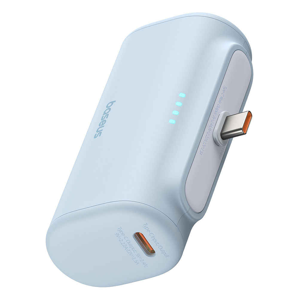 Ekstern batteri Baseus Compact, 5000mAh, 20W, PD, 2 x USB-C, Blå P10068306313-00