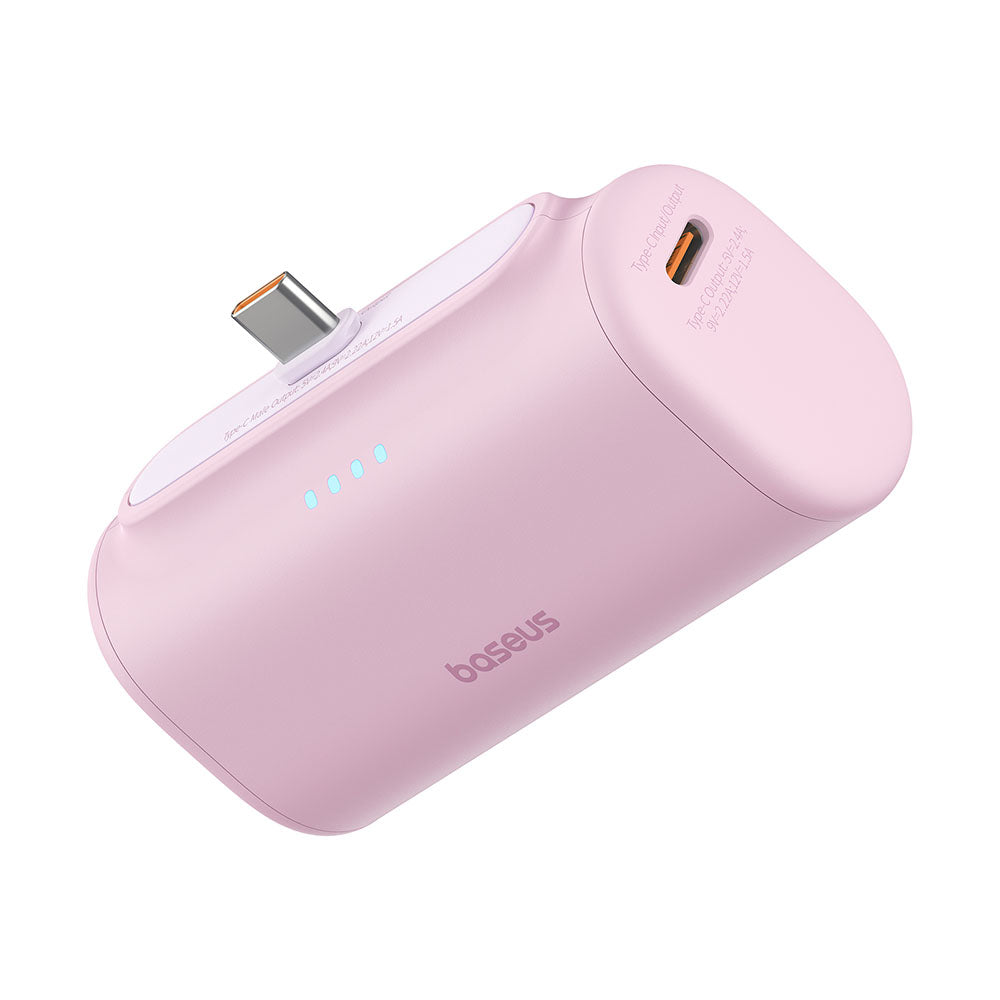 Ekstern batteri Baseus Compact, 5000mAh, 20W, PD, 2 x USB-C, Rosa P10068306413-00