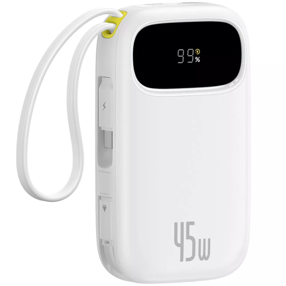 Baseus EnerFill FC31 Ekstern Batteri, 20000mAh, 45W, QC + PD, 1 x Lightning - 1 x USB-A - 2 x USB-C, Hvit P10082105213-00
