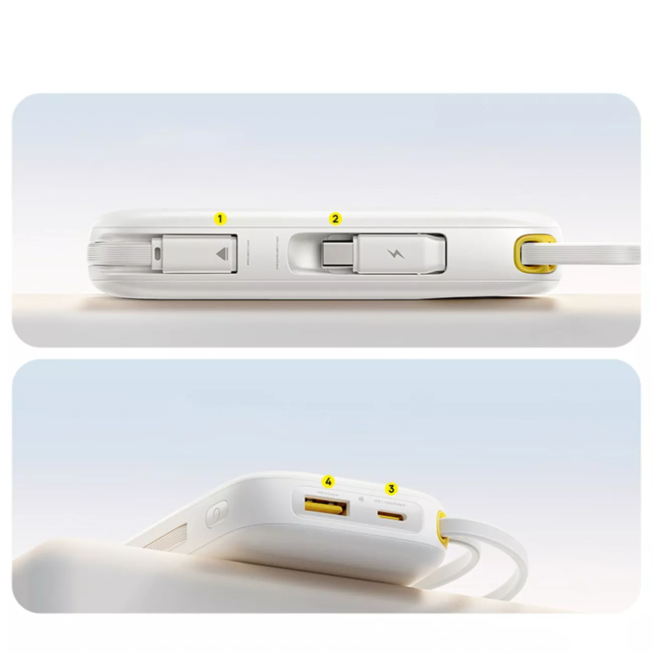 Baseus EnerFill FC31 Ekstern Batteri, 20000mAh, 45W, QC + PD, 1 x Lightning - 1 x USB-A - 2 x USB-C, Hvit P10082105213-00