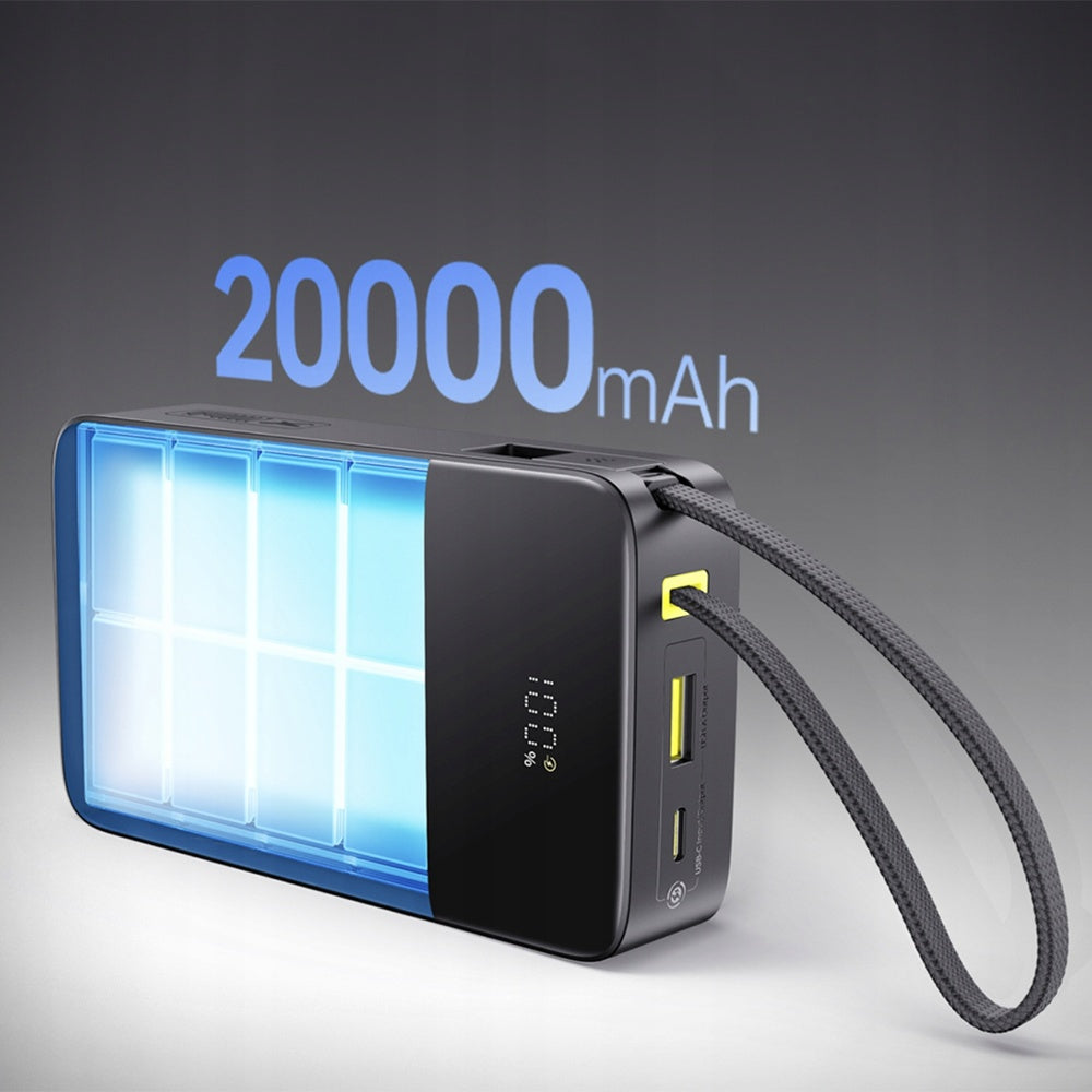 Baseus EnerFill Bipow2 Pro ekstern batteri, 20000mAh, 22.5W, QC + PD, 1 x USB-A - 2 x USB-C, Svart E0027701
