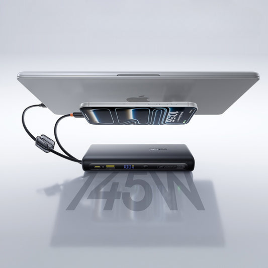 Baseus EnerFill FC41 Ekstern Batteri, 25000mAh, 145W, QC + PD, 1 x USB-A - 3 x USB-C, Svart E0028H03