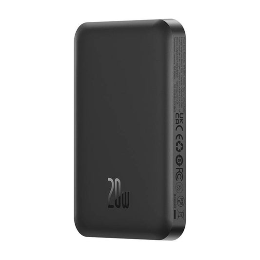 Baseus Magnetic Mini Wireless eksternt trådløst batteri, 5000 mAh, 20 W, PD + FQI, 1 x QI - 1 x USB-C, svart P10022107113-00