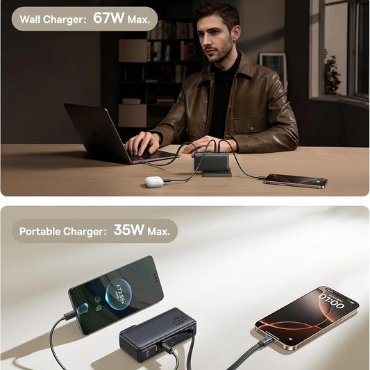 Ekstern Batteri Baseus Nomos NT11 Omni US, 10000mAh, 67W, QC + PD, 1 x USB-A - 2 x USB-C, Svart P10078807123-00