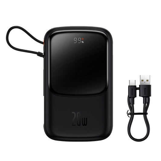 Ekstern batteri Baseus Qpow Pro, 10000mAh, 20W, QC + PD, 1 x Lightning - 1 x USB-A - 1 x USB-C, Svart PPQD020001