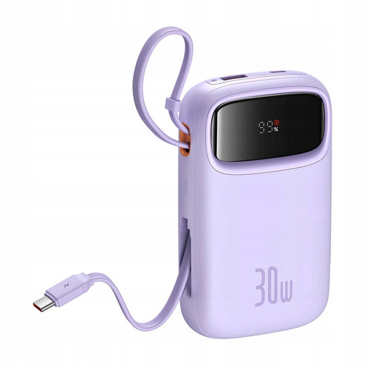 Ekstern batteri Baseus Qpow2, 10000mAh, 30W, QC + PD, 1 x USB-A - 3 x USB-C, Lilla P10055008513-00