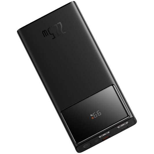 Baseus Star Lord eksternt batteri, 10000 mAh, 22,5 W, QC + PD, 1 x USB-C - 2 x USB-A, svart PPXJ100001