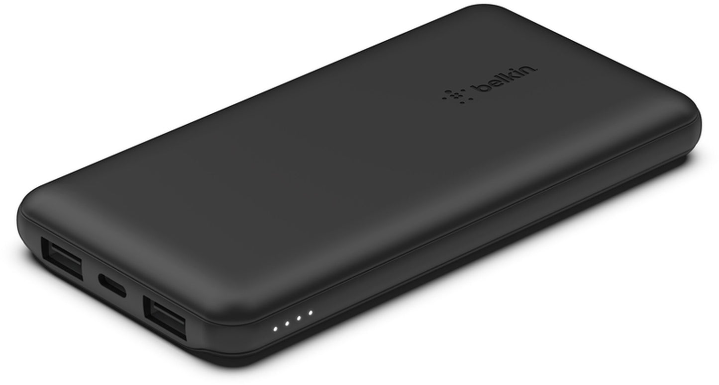 Belkin BoostCharge Ekstern Batteri, 10000mAh, 15W, 1 x USB-C - 2 x USB-A, Svart BPB011btBK