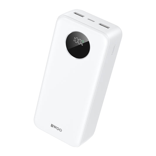 Ekstern Batteri BWOO BO-P64, 30000mAh, 22.5W, QC + PD, 1 x USB-C - 2 x USB-A, Hvit