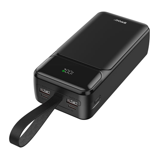 Ekstern Batteri BWOO BO-P66, 30000mAh, 65W, QC + PD, 1 x USB-C - 2 x USB-A, Svart