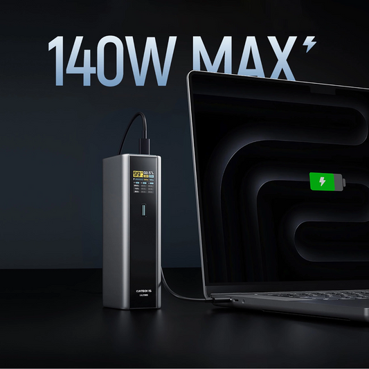 Ekstern Batteri Cuktech, 20000mAh, 210W, QC + PD, 1 x USB-A - 2 x USB-C, Grå CKPB200UGLGR