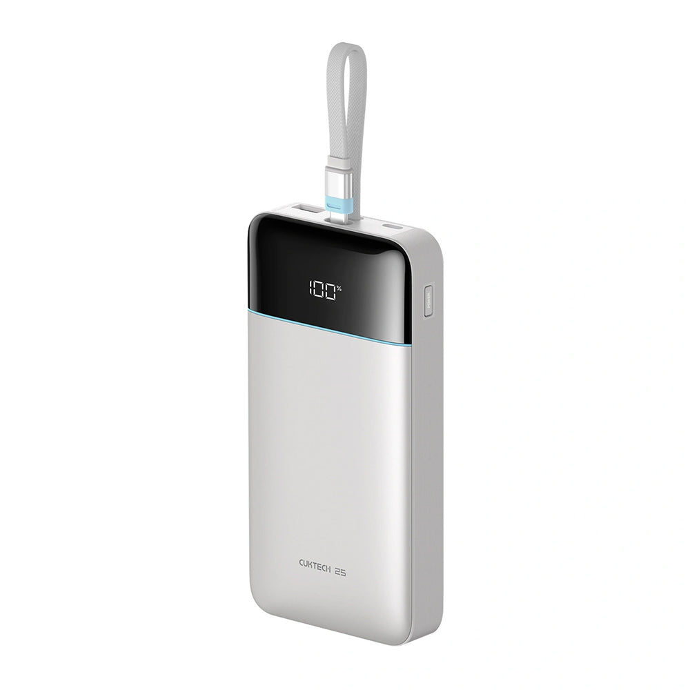 Cuktech LPB252N powerbank, 25 000 mAh, 120 W, QC + PD, 1 x USB-A – 2 x USB-C, hvit