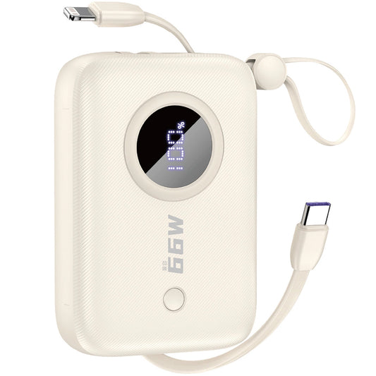 Dudao K14 Eksternt batteri, 10000 mAh, 66 W, QC + PD, 1 x USB-A - 1 x USB-C, Beige