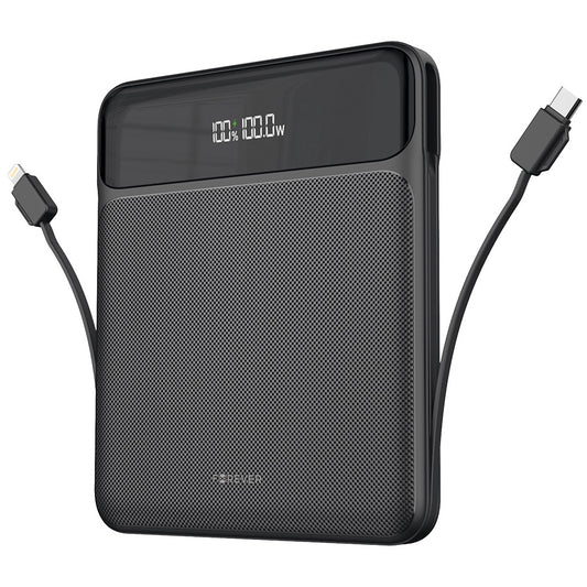 Forever TB-200 Ekstern batteripakke, 20000 mAh, 100 W, QC + PD, 1 x Lightning - 2 x USB-C - 2 x USB-A, svart