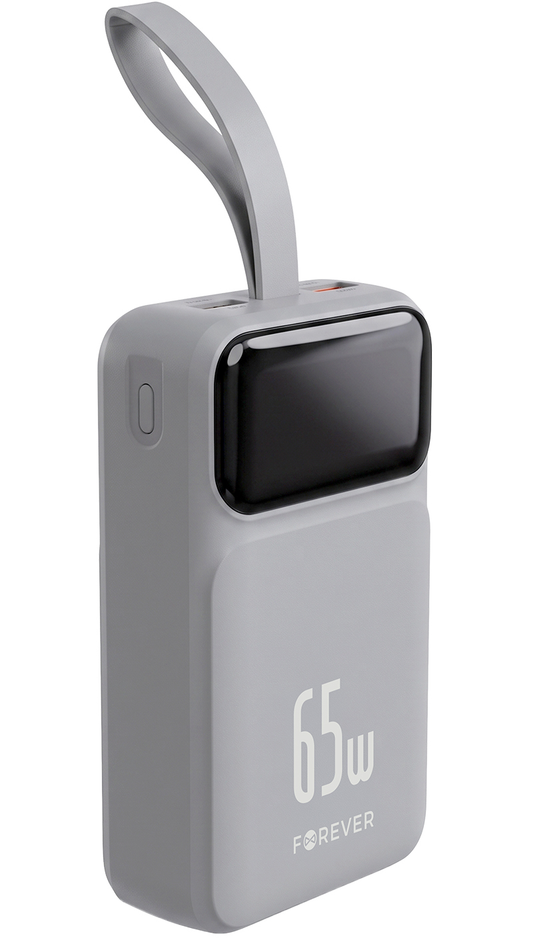 Ekstern batteri Forever Vibe-TB65, 20000mAh, 65W, QC + PD, 2 x USB-A - 2 x USB-C, Grå
