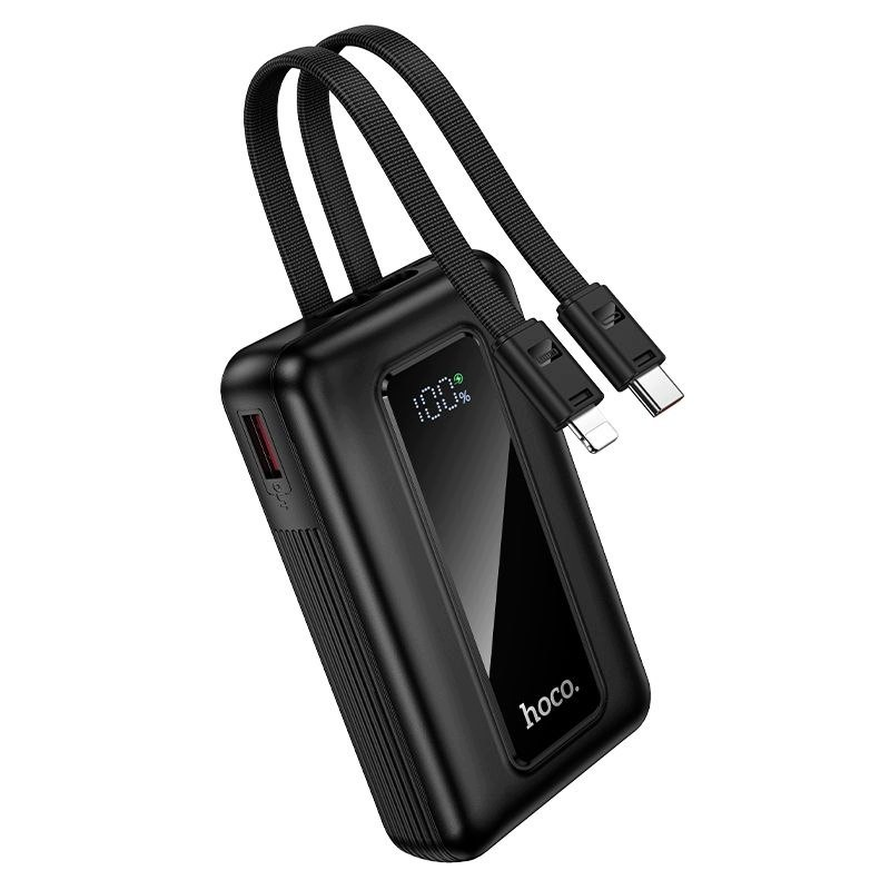 Ekstern batteri HOCO J162, 10000mAh, 22.5W, QC + PD, 1 x Lightning - 1 x USB-A - 2 x USB-C, Svart
