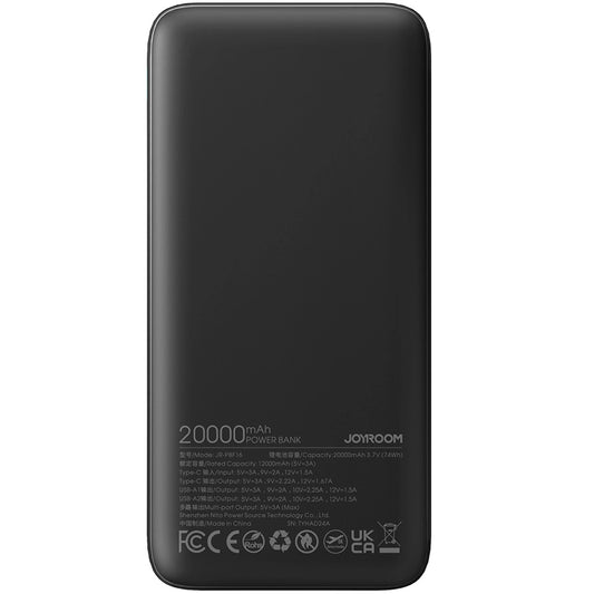 Joyroom JR-PBF16 Eksternt batteri, 20000 mAh, 22,5 W, QC + PD, 1 x USB-C - 2 x USB-A, svart