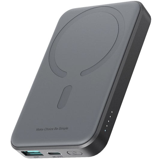 Joyroom JR-W020 Mini trådløst eksternt batteri, 5000 mAh, 20 W, QC + PD + FQI, 1 x QI - 1 x USB-A - 1 x USB-C, svart