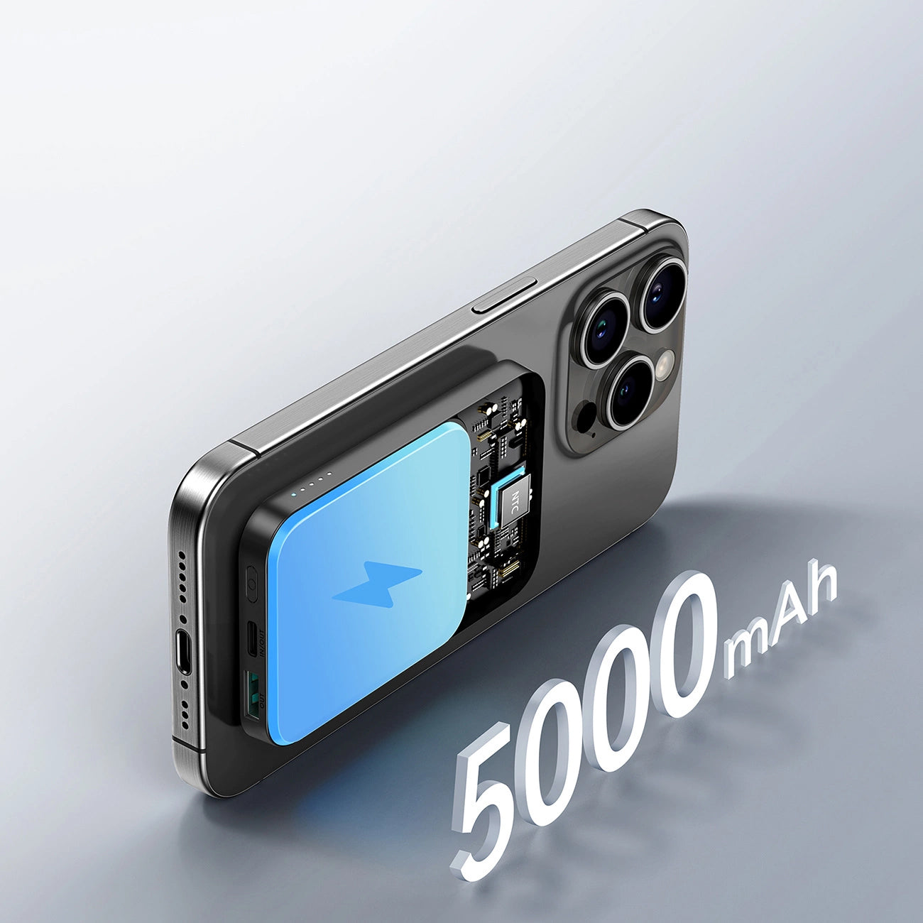 Ekstern trådløs batteri Joyroom JR-W020 Mini, 5000mAh, 20W, QC + PD + FQI, 1 x QI - 1 x USB-A - 1 x USB-C, Svart