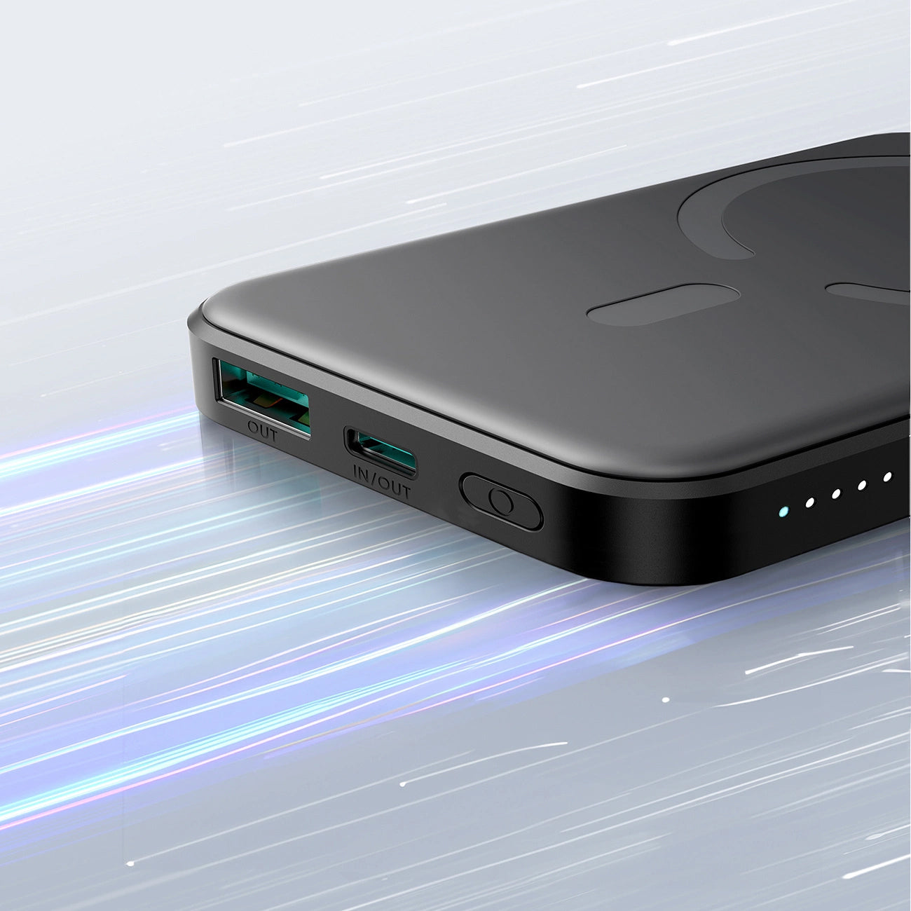 Ekstern trådløs batteri Joyroom JR-W020 Mini, 5000mAh, 20W, QC + PD + FQI, 1 x QI - 1 x USB-A - 1 x USB-C, Svart