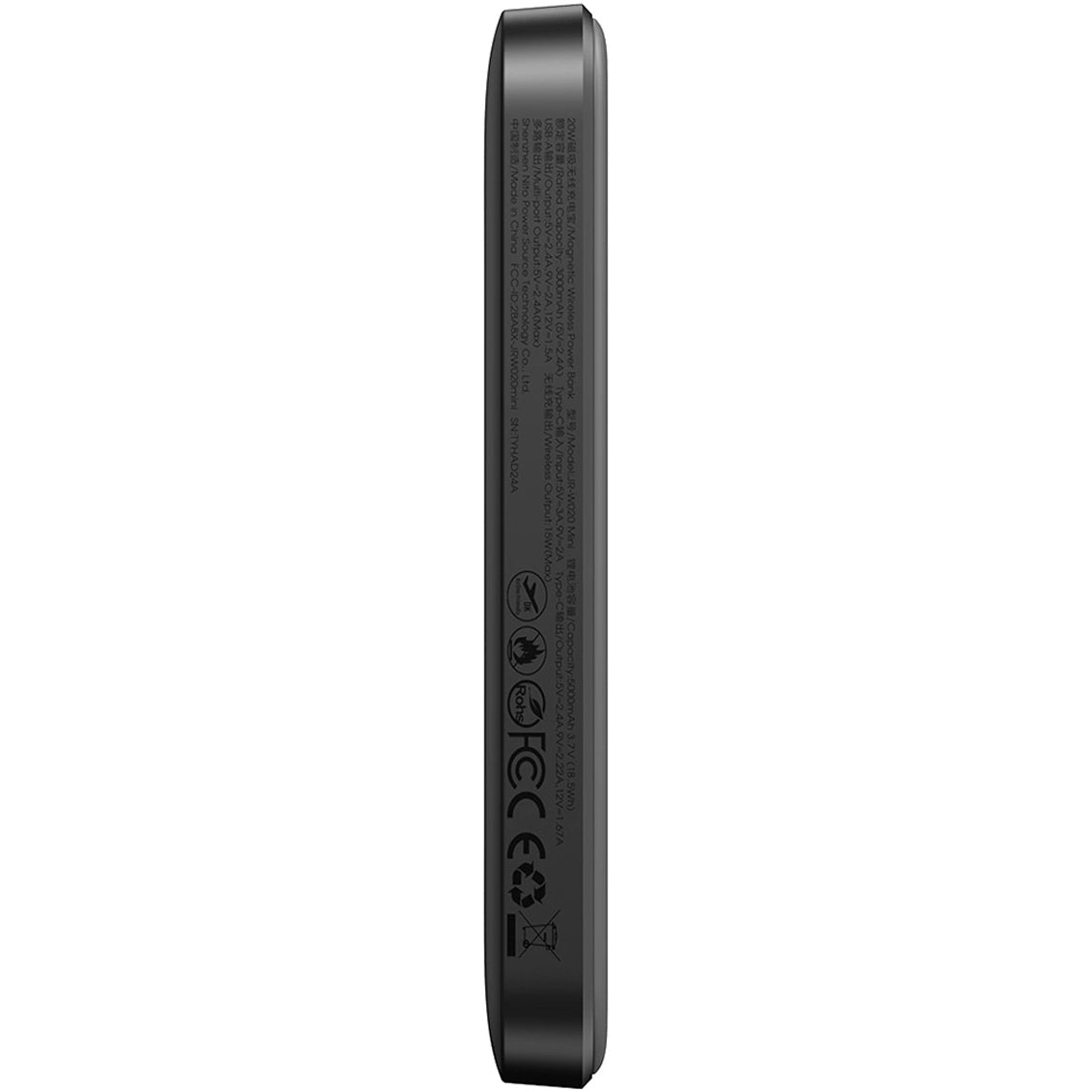 Ekstern trådløs batteri Joyroom JR-W020 Mini, 5000mAh, 20W, QC + PD + FQI, 1 x QI - 1 x USB-A - 1 x USB-C, Svart